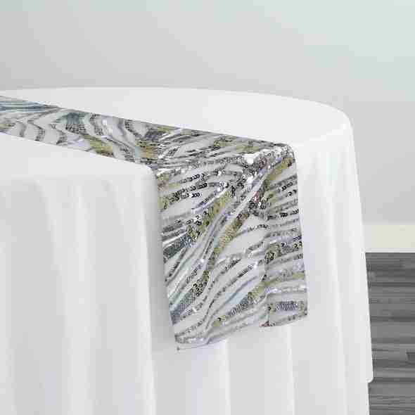 Skyfall Sequins Table Runner in Silver and Silver | Rental