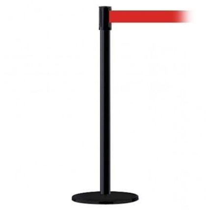 7.5′ Black Retractable Stanchion Pole w/Red Belt Kit | Rental