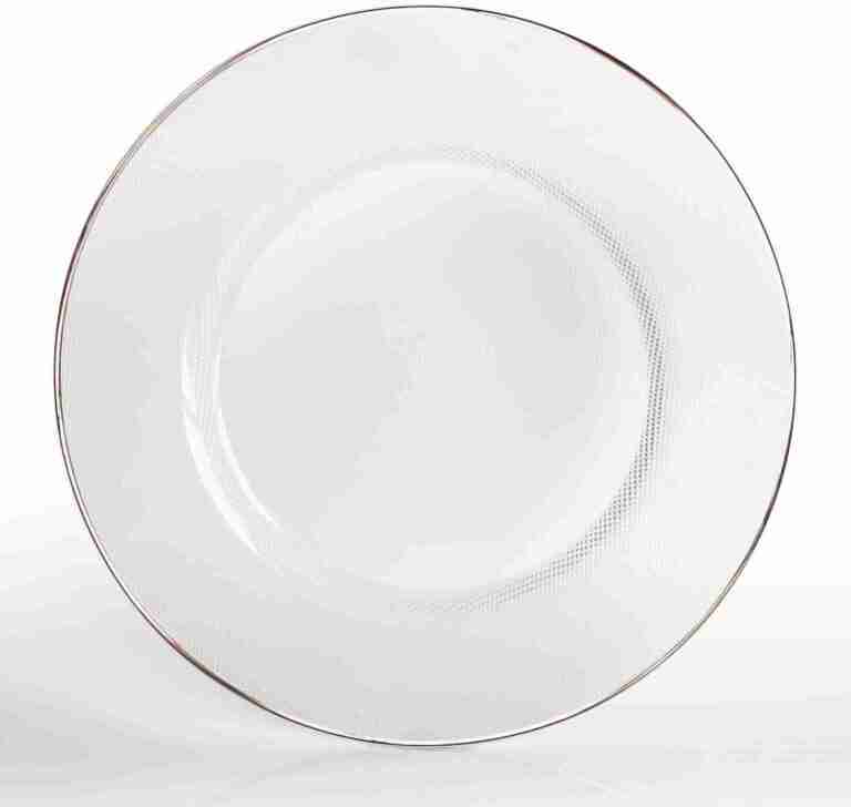 Glass – Charger Plate – White/Platinum | Rental Glass – Charger Plate – White/Platinum | Rental