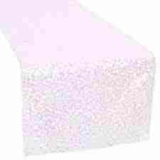 Glitz Sequin Table Runner – Iridescent White | Rental Glitz Sequin Table Runner – Iridescent White | Rental