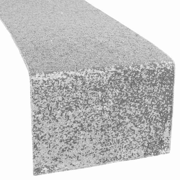 Glitz Sequin Table Runner – Silver | Rental