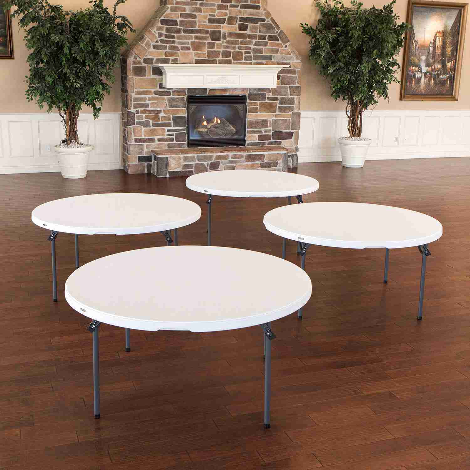 Package - (4) 60" Round Commercial Grade Folding Table, 4 Pack | Rental