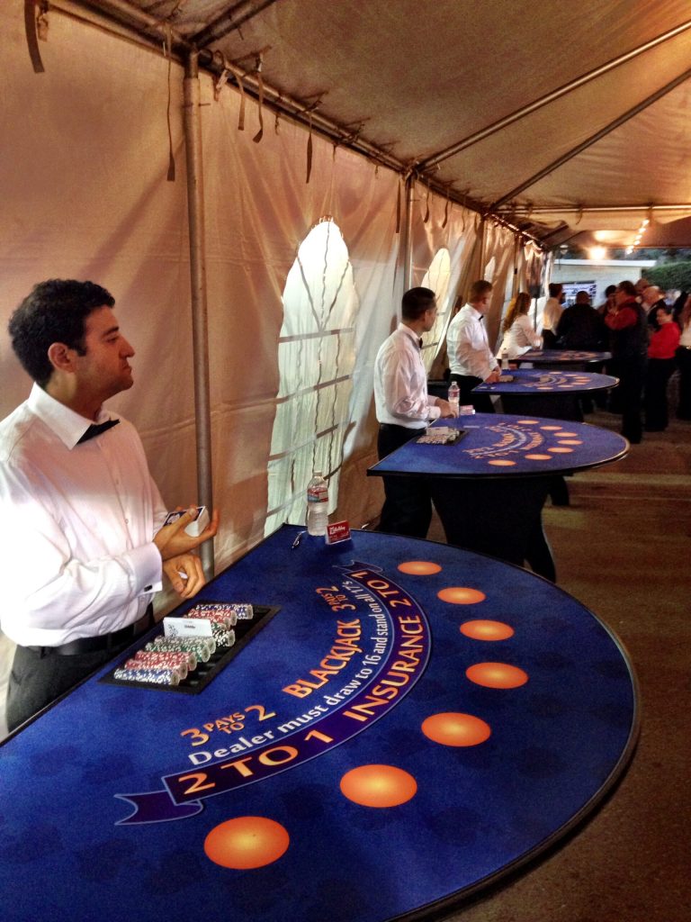 Part – Blackjack – 6′ Casino Game Top Only  – Dark Blue | Rental