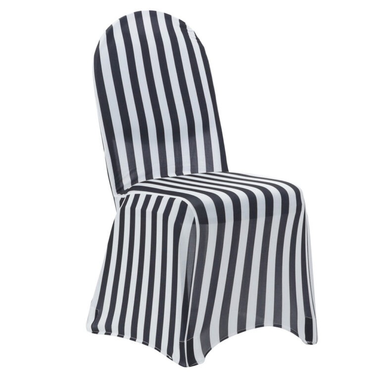 Stretch Spandex Banquet Chair Cover Black and White Striped | Rental Stretch Spandex Banquet Chair Cover Black and White Striped | Rental