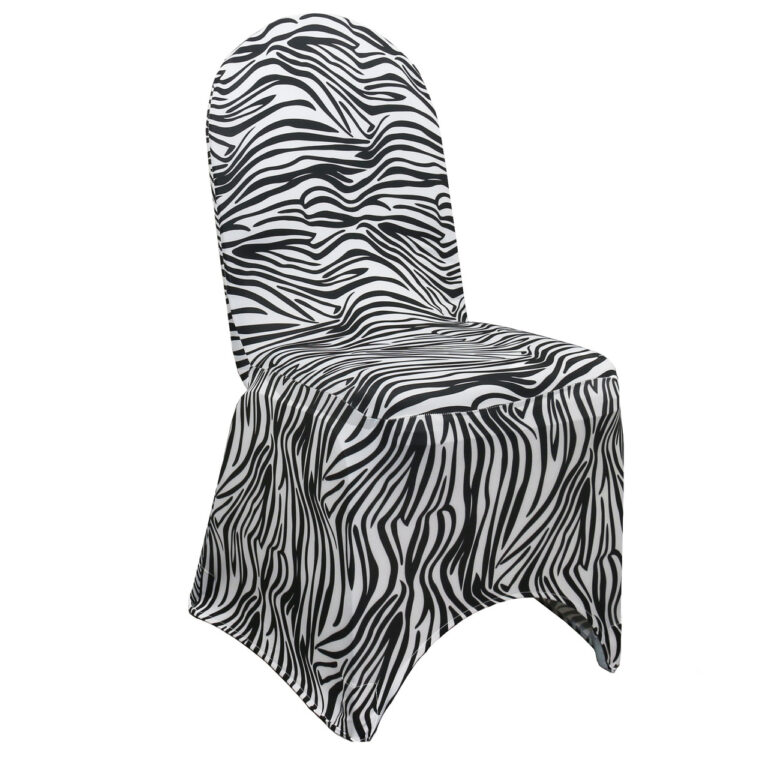 Stretch Spandex Banquet Chair Cover Black and White Zebra | Rental Stretch Spandex Banquet Chair Cover Black and White Zebra | Rental