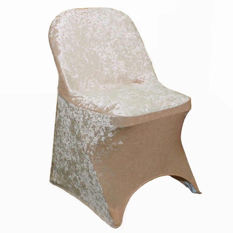 Velvet Spandex Folding Chair Cover Champagne | Rental Velvet Spandex Folding Chair Cover Champagne | Rental